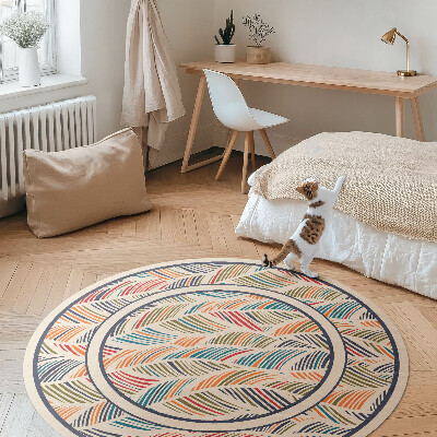 Covor rotund din vinil Frunze colorate abstracte boho