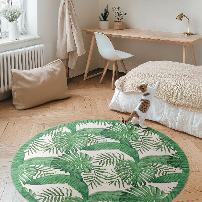 Covor rotund din vinil Frunze de plante tropicale