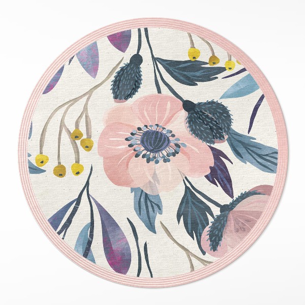 Covor rotund din vinil Flori pastelate pictate