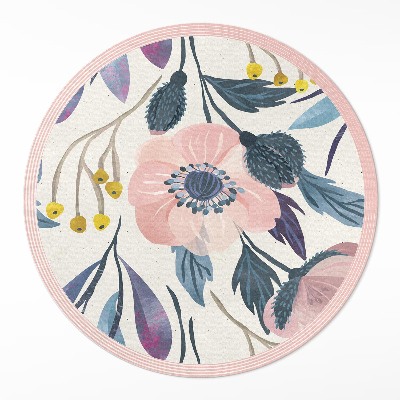 Covor rotund din vinil Flori pastelate pictate