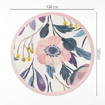 Covor rotund din vinil Flori pastelate pictate