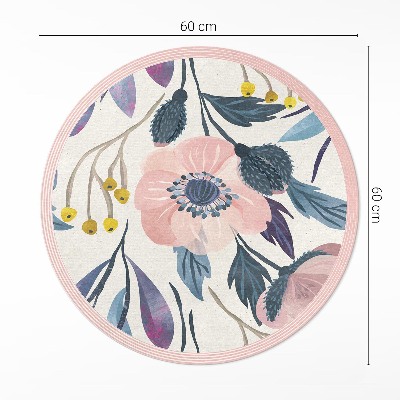 Covor rotund din vinil Flori pastelate pictate