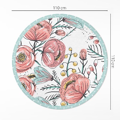 Covor rotund din vinil Flori pastelate ilustrare subtilă frumoasă