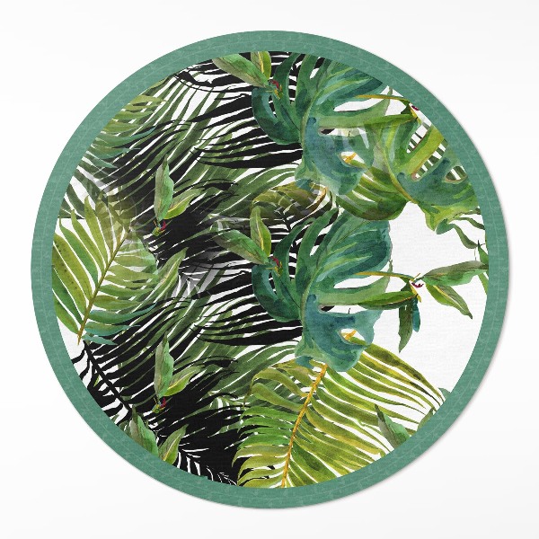 Covor rotund din vinil Frunze de plante verzi