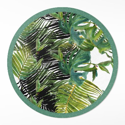 Covor rotund din vinil Frunze de plante verzi