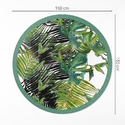 Covor rotund din vinil Frunze de plante verzi