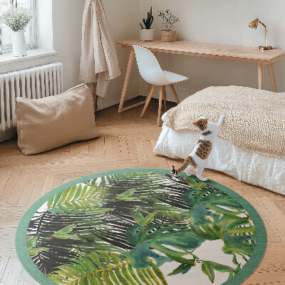 Covor rotund din vinil Frunze de plante verzi
