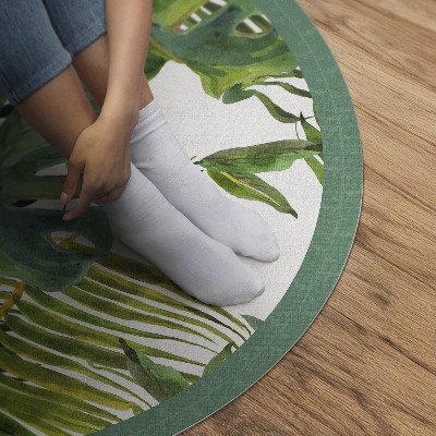 Covor rotund din vinil Frunze de plante verzi