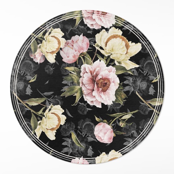 Covor rotund din vinil Flori elegante de epocă