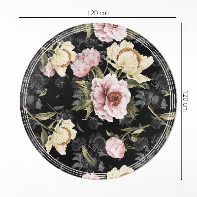 Covor rotund din vinil Flori elegante de epocă