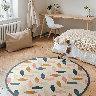 Covor rotund din vinil Frunze fine acuarelă stil boho