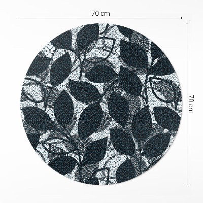Covor rotund din vinil Model de crenguță frunze de plante decorative