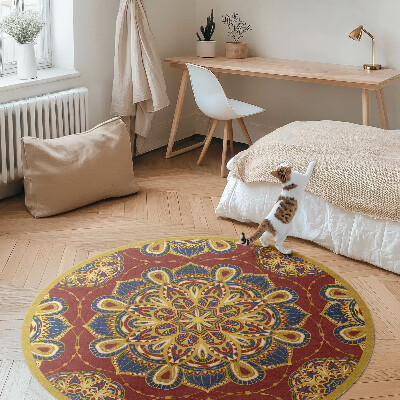 Covor rotund din vinil Model oriental mandala bogat decorat