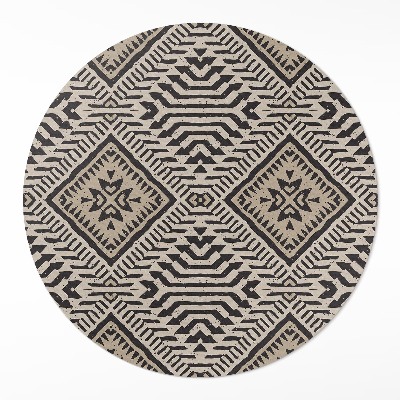 Covor rotund din vinil Ornamente boho cu design indian