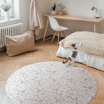 Covor rotund din vinil Păsări desenate model boho regulat delicat