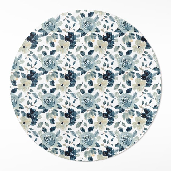 Covor rotund din vinil Flori pictate model floral regulat