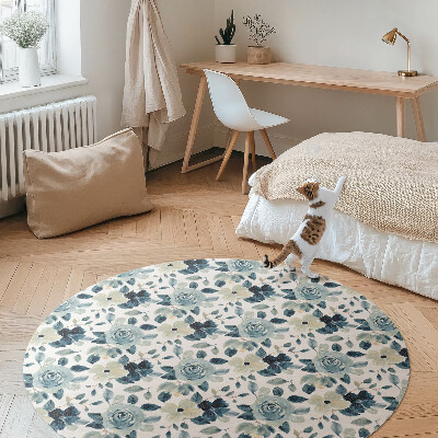 Covor rotund din vinil Flori pictate model floral regulat
