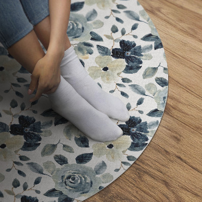 Covor rotund din vinil Flori pictate model floral regulat