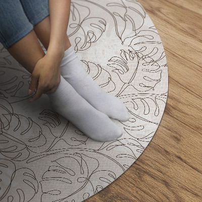 Covor rotund din vinil Minimalist boho frunze monstera
