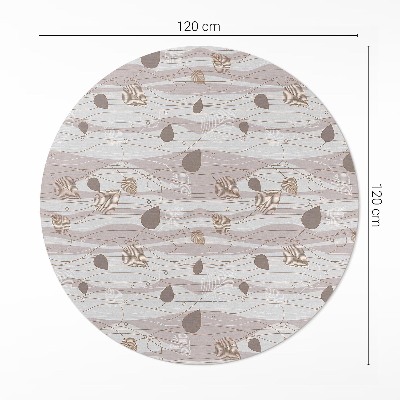 Covor rotund din vinil Boho frunze pe un fundal de valuri ilustrare