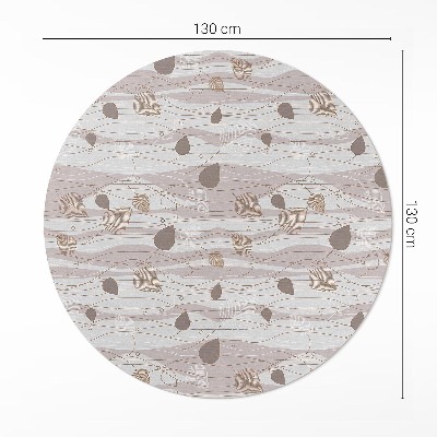 Covor rotund din vinil Boho frunze pe un fundal de valuri ilustrare