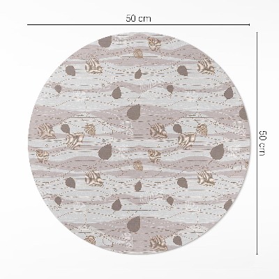 Covor rotund din vinil Boho frunze pe un fundal de valuri ilustrare
