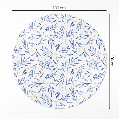 Covor rotund din vinil Sprigs acuarelă frunze puncte boho