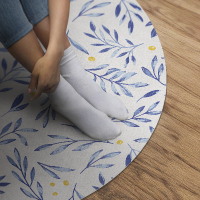 Covor rotund din vinil Sprigs acuarelă frunze puncte boho