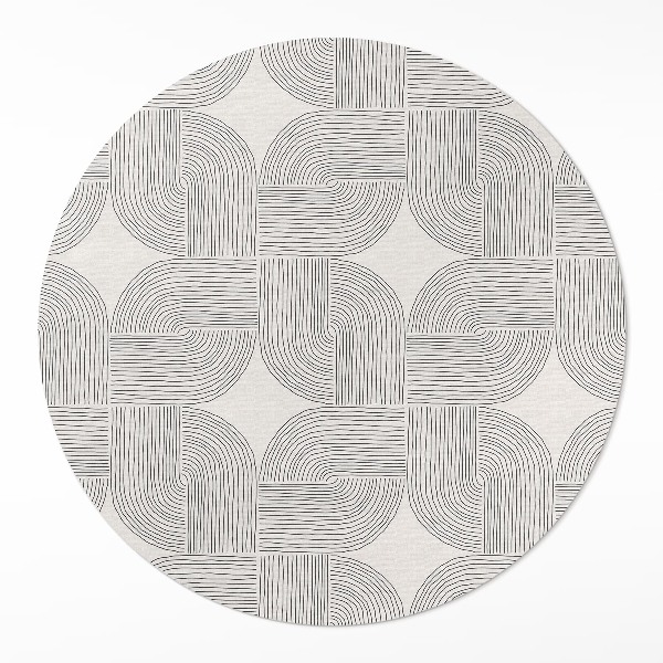 Covor rotund din vinil Model decorativ liniar în carouri vintage