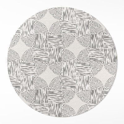 Covor rotund din vinil Model decorativ liniar în carouri vintage