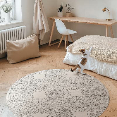 Covor rotund din vinil Model decorativ liniar în carouri vintage