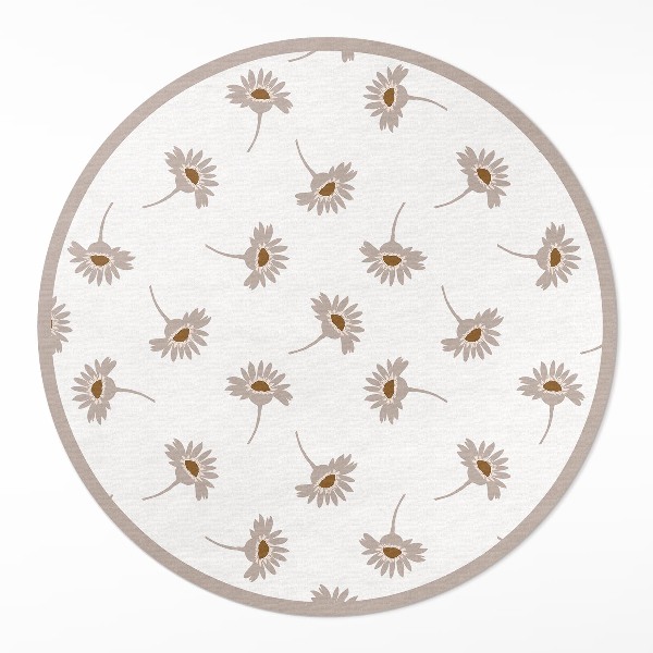 Covor rotund din vinil Flori delicate de margarete boho