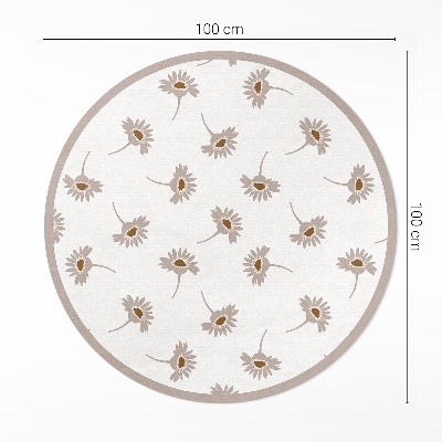 Covor rotund din vinil Flori delicate de margarete boho