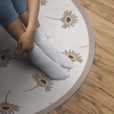 Covor rotund din vinil Flori delicate de margarete boho
