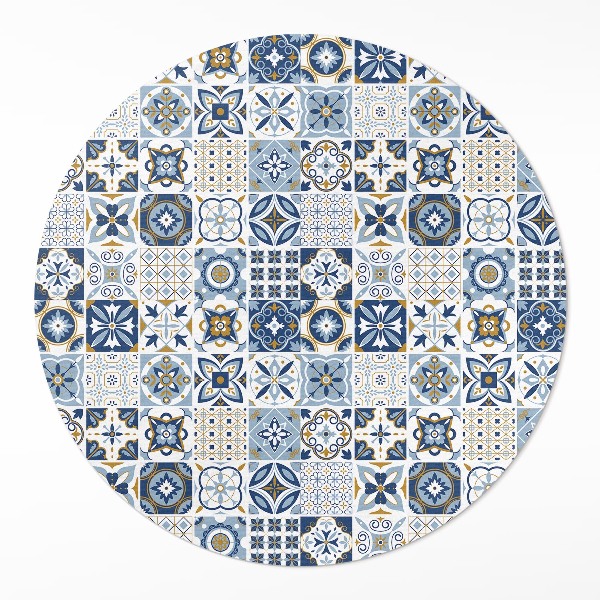 Covor rotund din vinil Mozaic grecesc albastru dale decorative