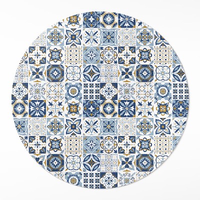 Covor rotund din vinil Mozaic grecesc albastru dale decorative