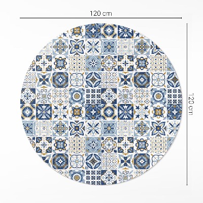 Covor rotund din vinil Mozaic grecesc albastru dale decorative