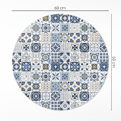 Covor rotund din vinil Mozaic grecesc albastru dale decorative