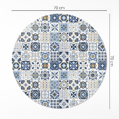 Covor rotund din vinil Mozaic grecesc albastru dale decorative