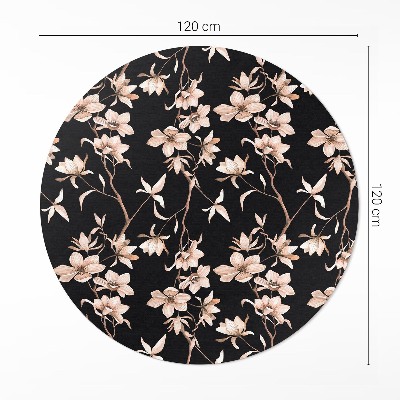 Covor rotund din vinil Flori luminoase pe crenguțe model de epocă