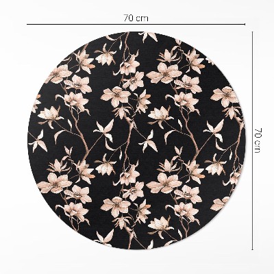 Covor rotund din vinil Flori luminoase pe crenguțe model de epocă