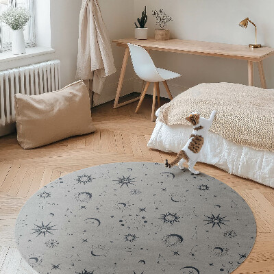 Covor rotund din vinil Cosmos soare luni stele vintage