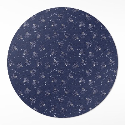Covor rotund din vinil Frunze Ginkgo în stil boho vintage
