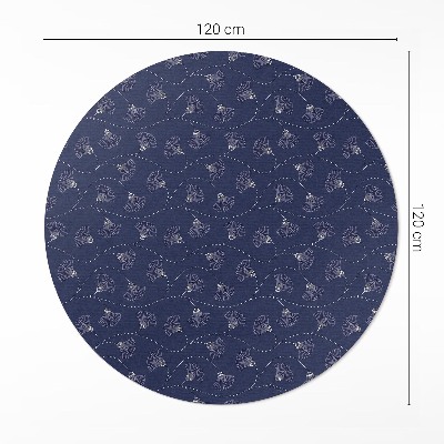 Covor rotund din vinil Frunze Ginkgo în stil boho vintage
