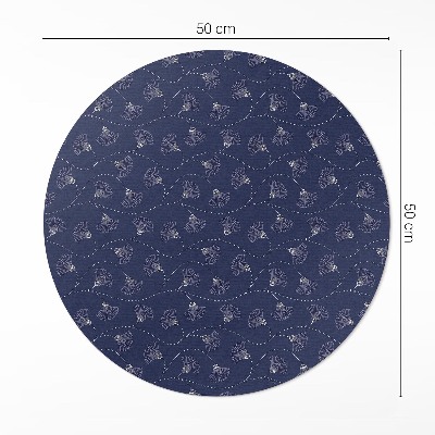 Covor rotund din vinil Frunze Ginkgo în stil boho vintage