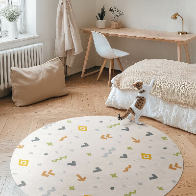 Covor rotund din vinil Icoane și forme pastelate în stil boho
