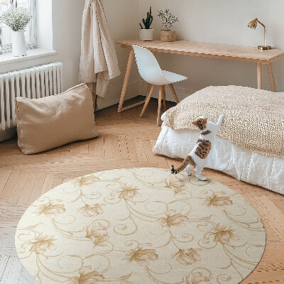 Covor rotund din vinil Flori frumoase de plante în stil ornamental