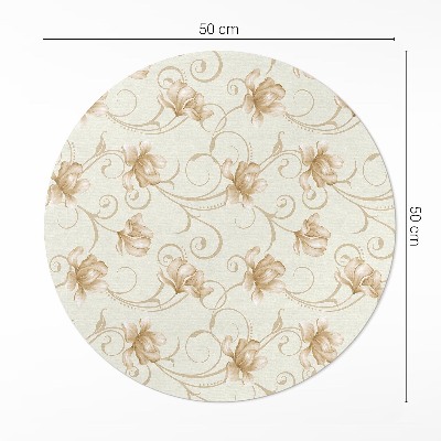 Covor rotund din vinil Flori frumoase de plante în stil ornamental