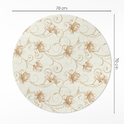 Covor rotund din vinil Flori frumoase de plante în stil ornamental
