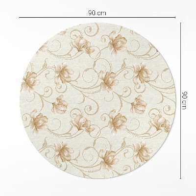 Covor rotund din vinil Flori frumoase de plante în stil ornamental